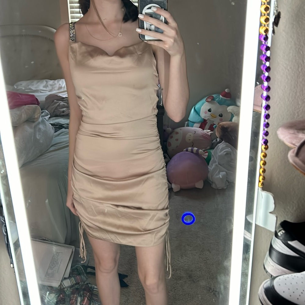 Champagne silk martini dress medium